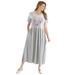 Plus Size Women's Short-Sleeve Scoopneck Empire Waist Dress by Woman Within in Heather Grey Butterfly Heart (Size 2X)