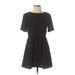 Forever 21 Casual Dress - A-Line Crew Neck Short sleeves: Black Polka Dots Dresses - Women's Size Small