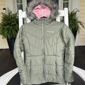 Columbia Jackets & Coats | Columbia Coat With Faux Fur Trim Large | Color: Green/Pink | Size: Lg