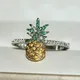 Bague Ananas Fruit Mignon pour Femme Or Jaune et Blanc Document 5A Cubique Contre-indiqué Mode