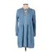 Old Navy Casual Dress - Shift Plunge 3/4 sleeves: Blue Print Dresses - Women's Size X-Small