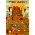 North America Lively Deserts Geometric (12x18 Wall Art Poster Room Decor)