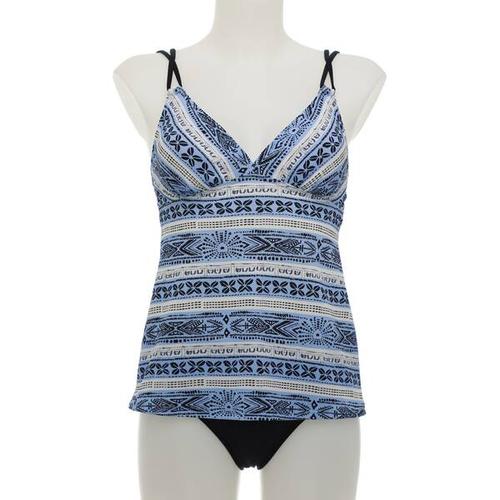 OLYMPIA Damen Bikini Tankini, Größe 38B in blau/weiß