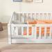 Floor Platform Bed with Fence and Door Twin/Full/Queen Size , Wooden Playpen Bed for Kids, Kids Fence Bed, No Box Spring Needed