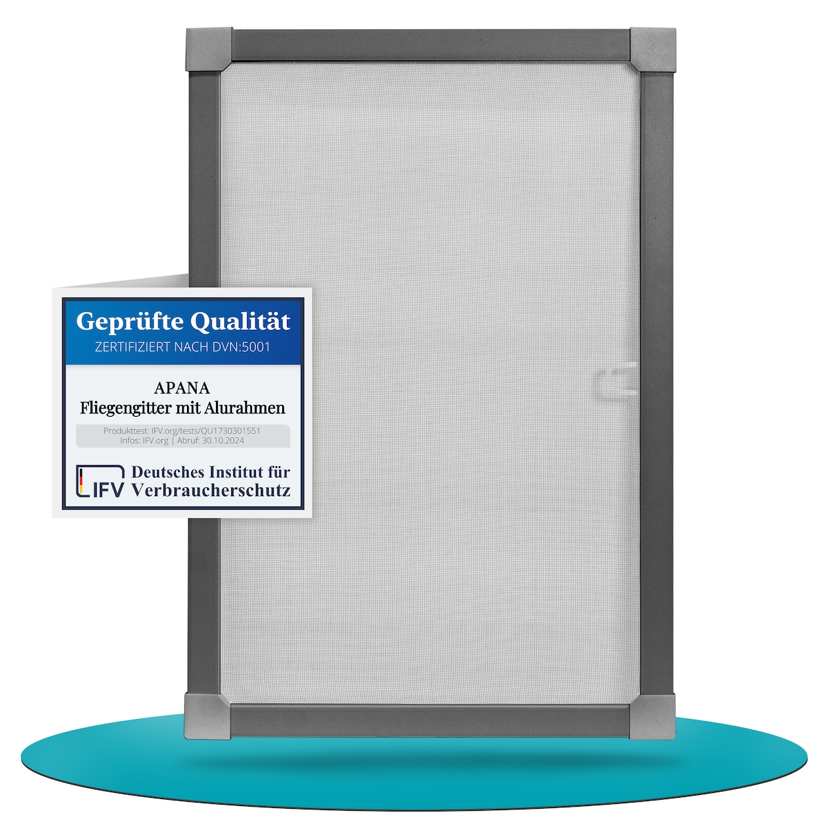 APANA Fliegengitter Insektenschutz Fenster Alu Rahmen nach auf Maß ohne Bohren Bausatz,Farbe:anthrazit (RAL7016),Größe (Breite x Höhe):130 x 150 cm Image