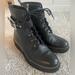 Michael Kors Shoes | Michael Kors Black Leather Buckle Combat Boots Size 6 | Color: Black | Size: 6