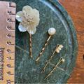 Anthropologie Accessories | Anthropologie Floral Pearl Clips Set Of Two New | Color: Gold/White | Size: Os