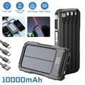 Solar Power Bank 10000mAh with Built in 4 Cables DFITO Portable Charger Power with High Power Radium Spotlight for Outdoor Camping Hiking (Black)