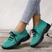 WQJNWEQ Clearance Women Lace Up Sneakers Color Solid Color Shoes Plus Size Fashion Sports Casual Shoes Green