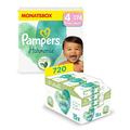 Pampers Baby Windeln Größe 4 (9-14kg, 174 Stück) Harmonie, und Aqua Baby Feuchttücher, 720 Tücher (15 x 48), Baby Erstausstattung