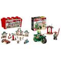 LEGO 71787 NINJAGO Kreative Ninja Steinebox, Spielzeug Aufbewahrungskiste mit Ninja-Auto und Motorrad, Dojo und Minifiguren für Kinder ab 5 Jahren & 71788 NINJAGO Lloyds Ninja-Motorrad, ab 4 Jahren