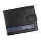 Pierre Cardin Men's Elegant Wallet 11,5x9,5x2,2 cm Made from 100% Natural Leather Fit Up to 11 Cards 2 Bill Compartments 2 Coin Pockets Zip Latch Black and Blue