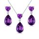 JIANGXIN Pear cut Gemstone Created Amethyst 925 Sterling Silver Pendant Necklace Drop Earrings I love you Heart Jewelry Set for Women with 45-50cm Chain