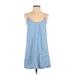 MNG Casual Dress - A-Line Scoop Neck Sleeveless: Blue Print Dresses - Women's Size 2X-Small