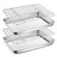 Stainless Steel Baking Sheet with Rack Set, E-far 12.4”x9.7” Cookie Sheet Pan for Oven, Rimmed Metal Tray with Wire Rack for Cooking/Baking/Cooling/Bacon, Non-toxic & Dishwasher Safe