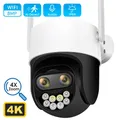 Caméra de permission PTZ IP WiFi 4K 8MP 2.8 + 12mm Dispositif de Sécurité Sans Fil avec Zoom