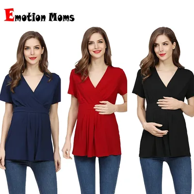 Emotion Moms-T-shirt d'été pour femmes enceintes chemise grande taille vêtements de documents