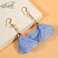 Badu-Boucles d'oreilles pendantes longues fleur pour filles boucles d'oreilles perle JOTassel