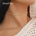 Stonefans – collier ras du cou minimaliste à une rangée de strass pour femmes chaîne ras du cou en