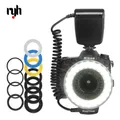 Flash annulaire LED Macro HD-130 avec 8 adaptateurs pour Canon Nikon Pentax Olympus Panasonic