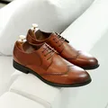 DESAI-Brogue à lacets en cuir véritable pour hommes chaussures provoqué d'affaires formelles