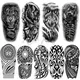 Black Tiger Temporary Tattoos For Women Men Realistic Wolf Scary Thorns Maori Compass Fake Tattoo