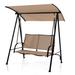 Costway 2-Seat Outdoor Canopy Swing with Comfortable Fabric Seat and Heavy-duty Metal Frame-Beige