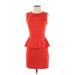 H&M Casual Dress - Party Crew Neck Sleeveless: Red Print Dresses - Women's Size 4