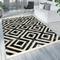 Paco Home - Robusto tappeto da esterno in bianco e nero per balcone o terrazza con design