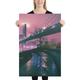 Wall Art Printed Canvas Pink Street Art City Skyline, High Quality Printed Canvas for Livingroom, Canvas Print for Bedroom, Canvas for Gift,