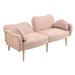 Mid Century Modern Velvet Loveseats Sofa with 2 Bolster Pillows, 65 Inch Couches Accent Sofa for Living Room