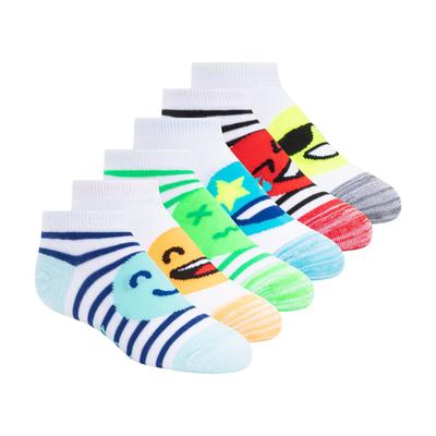 Skechers Boy's Lowcut Emoticon Socks - 6 Pack | Size Small | Polyester