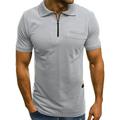 Hfyihgf Men s Zip Up Polo Shirts Slim Fit Casual Short Sleeve Stretch Muscle Golf Shirts Athletic Pocket Shirts(Gray S)