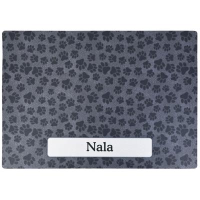 Drymate Paw Dots Black Personalized Cat Litter Mat, 20" L X 28" W X 0.12" H, 7 OZ, Brown