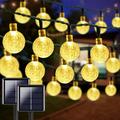 Solar 2PACK String Lights Outdoor 60 Led 36 Feet Crystal Globe Lights with 8 Lighting Modes Waterproof Solar Powered Patio Lights for Garden Yard Porch Wedding Party Decor (Warm White)