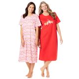 Plus Size Women's 2-Pack Long Sleepshirts by Dreams & Co. in Hot Red Corgi (Size 3X/4X) Nightgown