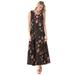 Plus Size Women's Sleeveless Crinkle A-Line Dress by Woman Within in Black Patch Floral (Size S)