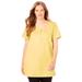 Plus Size Women's Perfect Short-Sleeve Scoop-Neck Henley Tunic by Woman Within in Banana (Size 34/36)