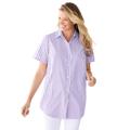 Plus Size Women's Perfect Short Sleeve Shirt by Woman Within in Soft Iris Gingham (Size 5X)