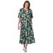 Plus Size Women's Button-Front Essential Dress by Woman Within in Black Multi Garden (Size 2X)