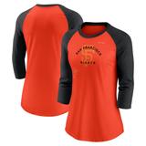 Women's Nike Orange/Black San Francisco Giants Next Up Tri-Blend Raglan 3/4-Sleeve T-Shirt