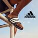 Adidas Shoes | Nib Adidas Men 10 Adilette Comfort Slides Sandals 3 Stripe Black White Design | Color: Black/White | Size: 10