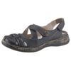 Klettschuh RIEKER, Damen, Gr. 41, blau (nachtblau), Leder, kontrastfarbene Details, sportlich, Schuhe, Sommerschuh, Keilabsatz, Riemchensandale, mit Kontrastnähten