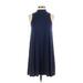 Silence and Noise Casual Dress - A-Line Mock Sleeveless: Blue Print Dresses - Women's Size X-Small