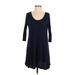 Charlotte Russe Casual Dress - A-Line Scoop Neck 3/4 sleeves: Blue Print Dresses - Women's Size X-Small