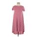 Lularoe Casual Dress - High/Low Crew Neck Short sleeves: Pink Print Dresses - Women's Size 2X-Small