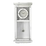 Pendulum Wall Clock with Mirror Trim and Molded Design, Silver