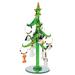 8" Green Hand Crafted Glass Tree with White Dog Wine Charm Ornaments