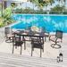 Outdoor Patio Dining Set of 7/9 with Metal Expandable Rectangular Dining Table and Metal Chairs