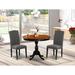 East West Furniture Kitchen Table Set Includes a Round Dining Table and Parson Chairs, Black & Cherry (Pieces Options Available)